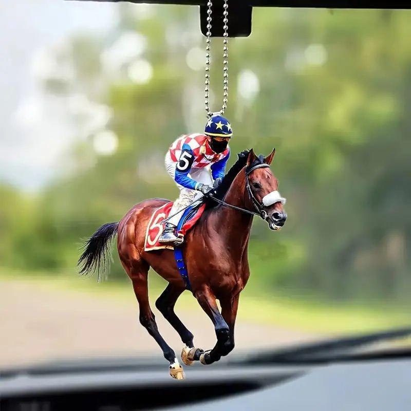 Fashionable Horse Acrylic Riding Enthusiast Car Decor Hanging Accent For Modern Vehicle Interiors