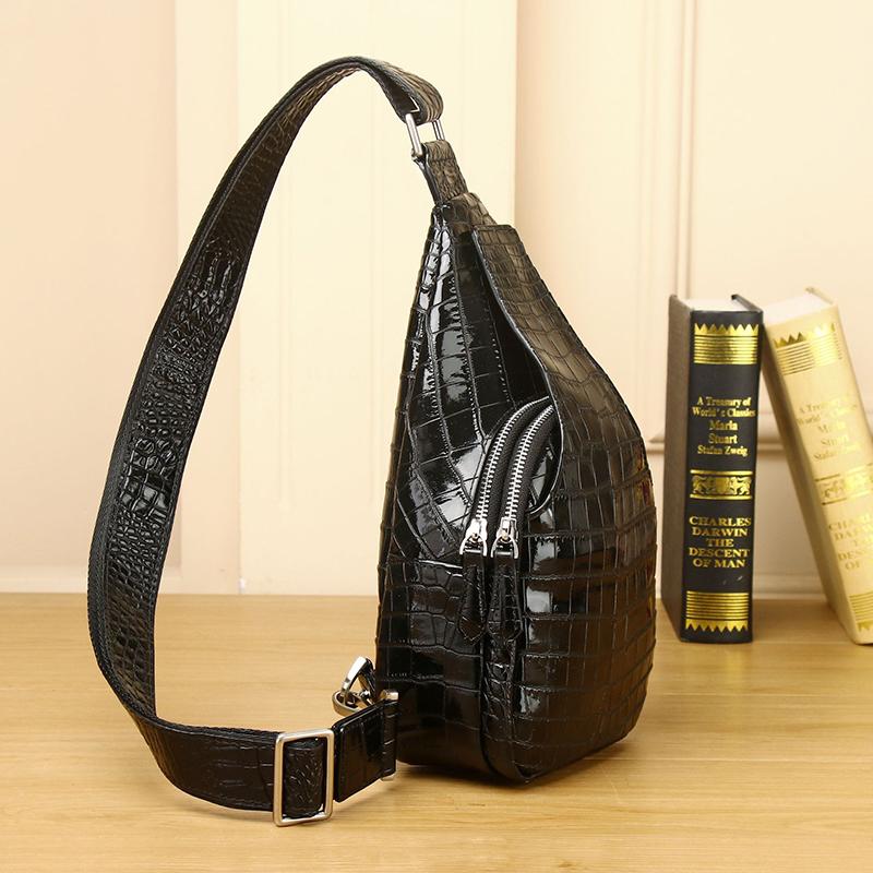 Real Leather Chest Bag for Men Multifunctional Large Capacity Crocodile Pattern Leisure Quality New