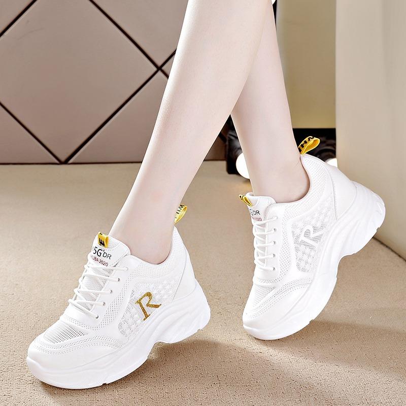 Thick-soled dad shoes women's summer mesh hollowed-out heightening casual sports shoes