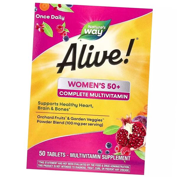 

Жіночі Мультивітаміни 50 +, Alive! Жіночий 50+ Повний Мультивітамін, Nature s Way 50таб (36344138) 50tab