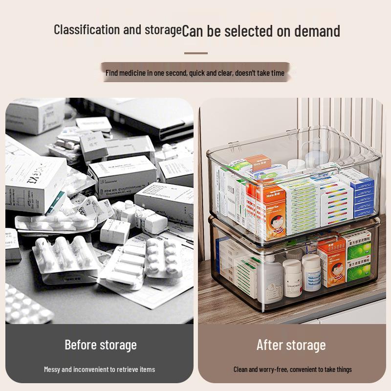 Clear Acrylic Desk Organizer with Lid - Large Capacity for Cosmetics & Medicine