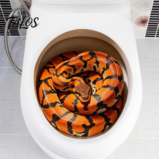 Home Party Wall Decoration Realistic Snake Toilet Seat Sticker, PVC Waterproof Python Funny Vinyl Sticker Decal, Creative Lid for Bathroom Art