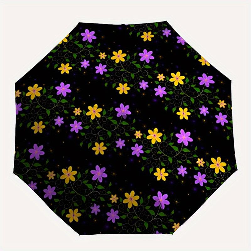 1pc Floral Night Pattern Automatic Umbrella - 8-Rib Foldable Design, Outdoor Adventures, and Family Celebrations yy250829018