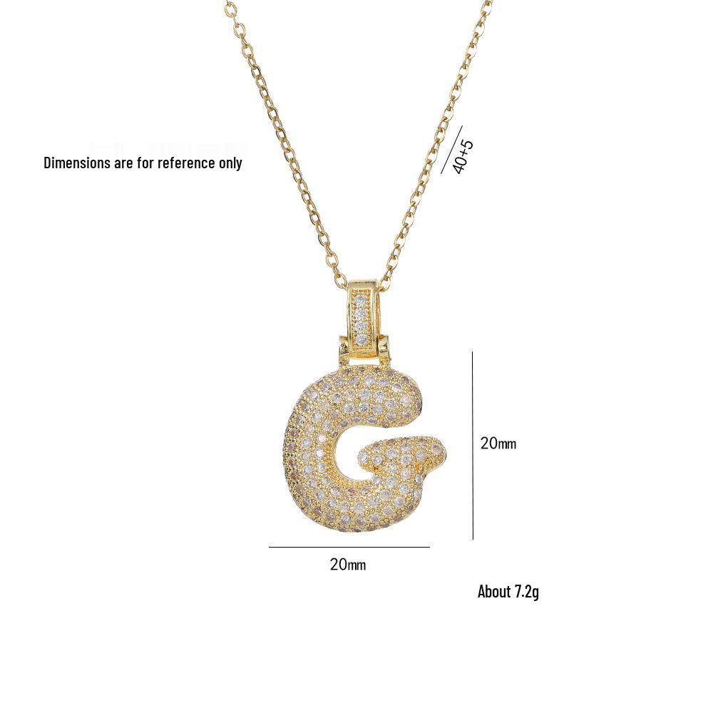 Women's European & American Style Copper Zircon Initial Necklace - Fashionable Clavicle Chain
