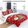 3pcs Santa Claus Christmas Tree Print Coreless Duvet Set Bedroom Dormitory Bedding Decoration