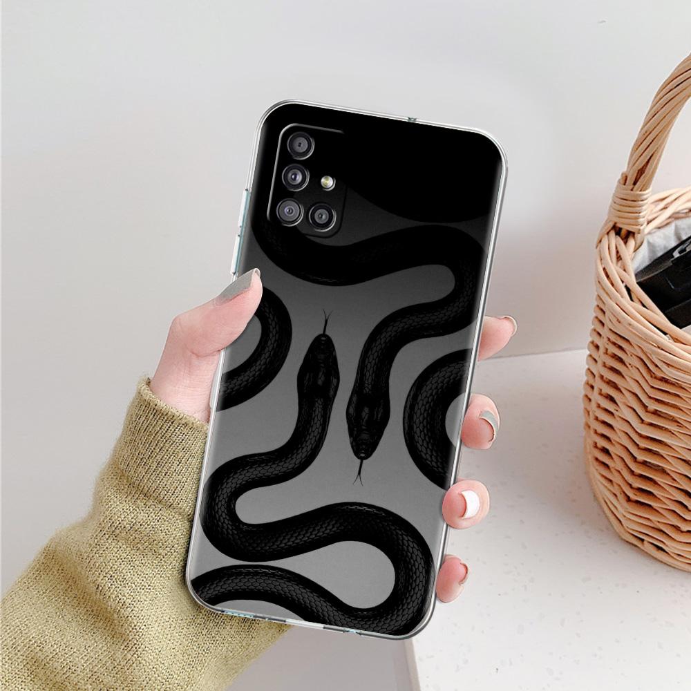 Phone Case For Samsung A15 A13 A35 A55 A51 A71 A41 A31 A21S A03S A05 A17 A23 A25 A33 A53 A73 5G A07 4G Cover Blossom Pink Snake
