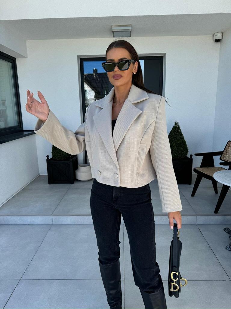 European and American Women's Autumn/Winter 2024 British Style Wool Blend Suit Collar Short Coat