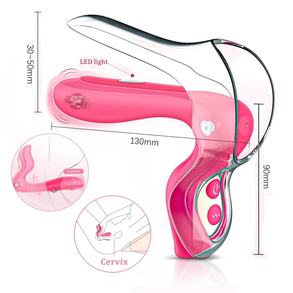 Pembe Kadın Titreşimli Oyuncaklar Vulva Dilatörü Klitoral Stimülatör, 10 Titreşim Desenli LED Kadınlar İçin Seks Oyuncakları