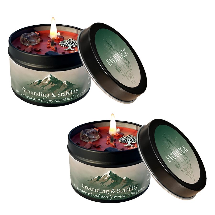 EVDUCK 3oz Scented Candle, Vetiver & Cedarwood Scent with Crystals, for Gifting Suitable for Christmas, Halloween Female Friends