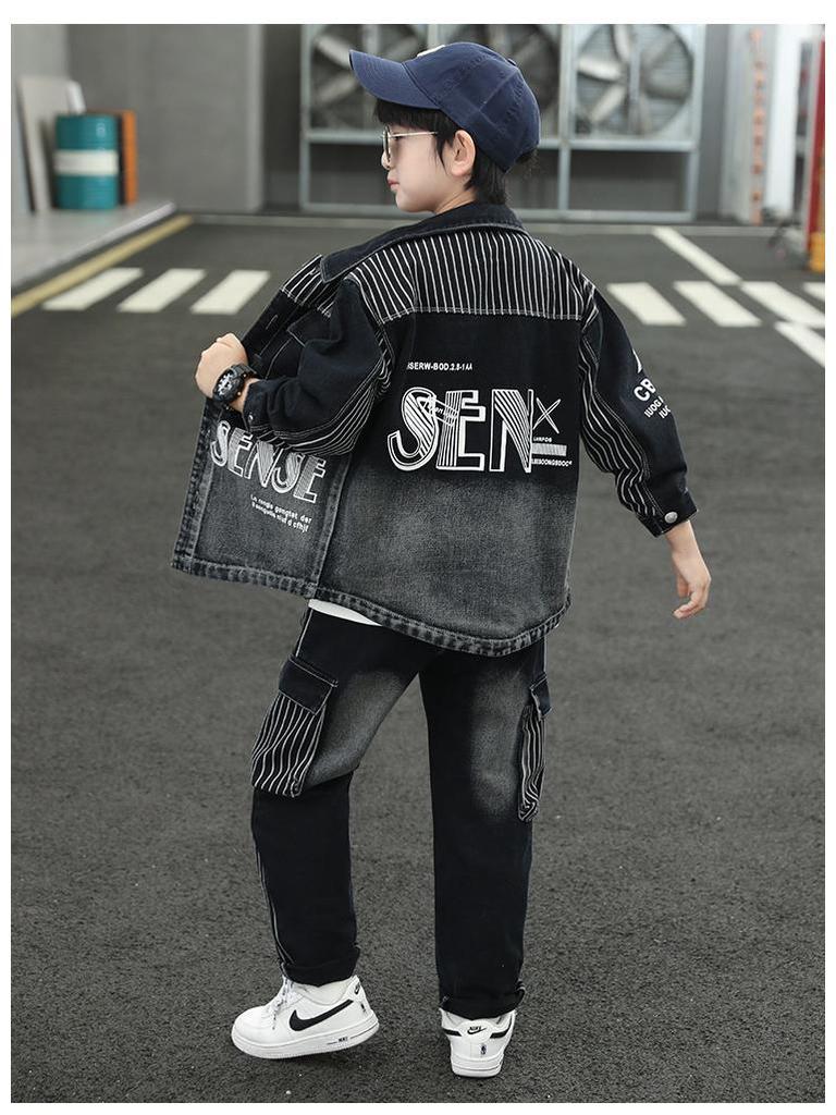 Trendiges Jungen-Denim-Zweiteiler-Outfit-Set für Frühling & Herbst - Stilvolle & Schicke 2025 Kollektion für Kinder