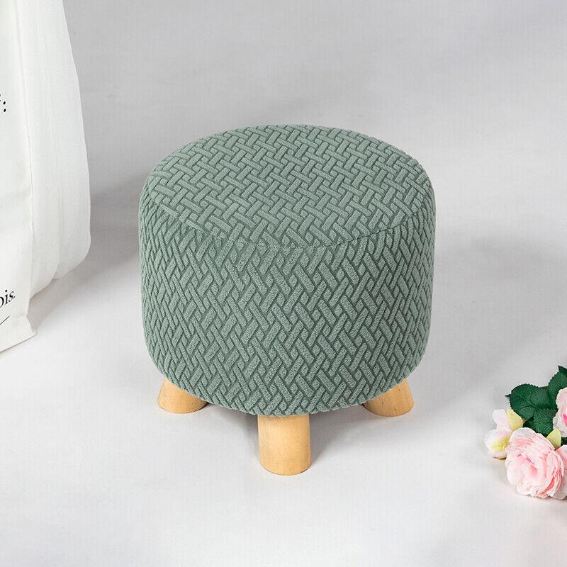 Square Stool Covers Thick Stretch Knitting Round Seat Covers Living Room Chair Cover Small Footstool Ottoman Slipcover Protector