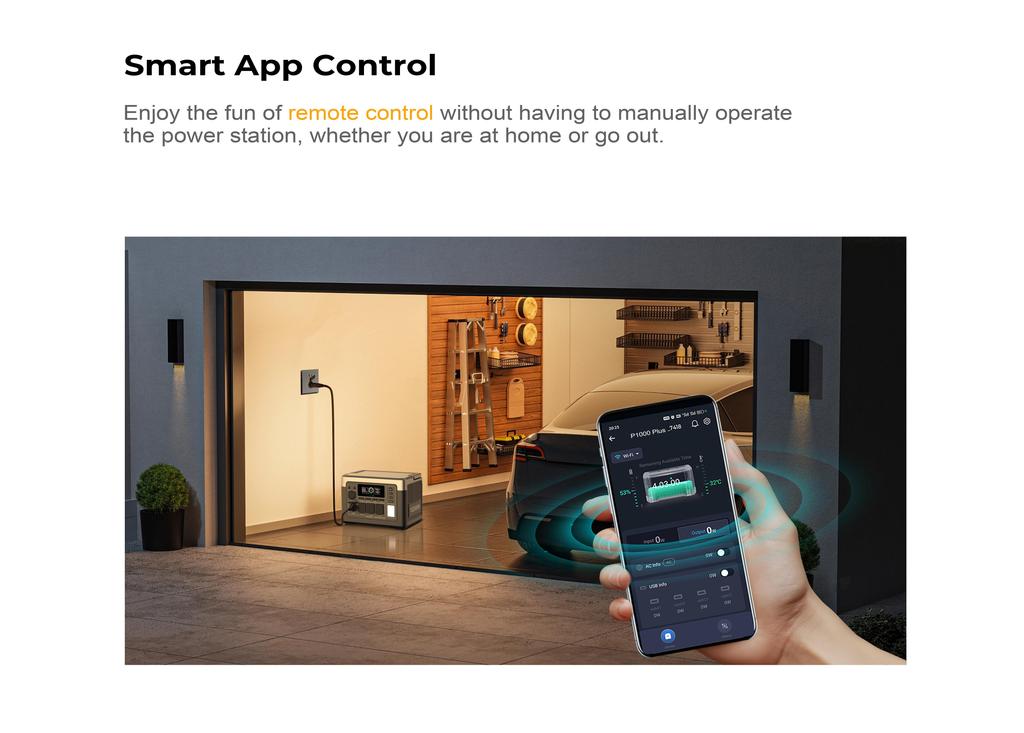 OUKITEL P1000 PLUS Tragbare Powerstation, 1800W 1024Wh Solargenerator mit LiFePO4-Akku, Schnellladung, Intelligente App-Steuerung für den Außenbereich