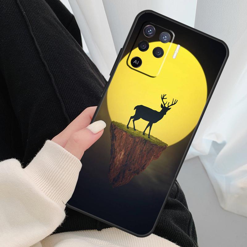 Deer Reindeer Animal Case For Oppo A54 A74 A94 A18 A57 A17 A77 A38 A58 A78 A98 A80 A60 A40 A96 A76 A16 A15 A5 Pro