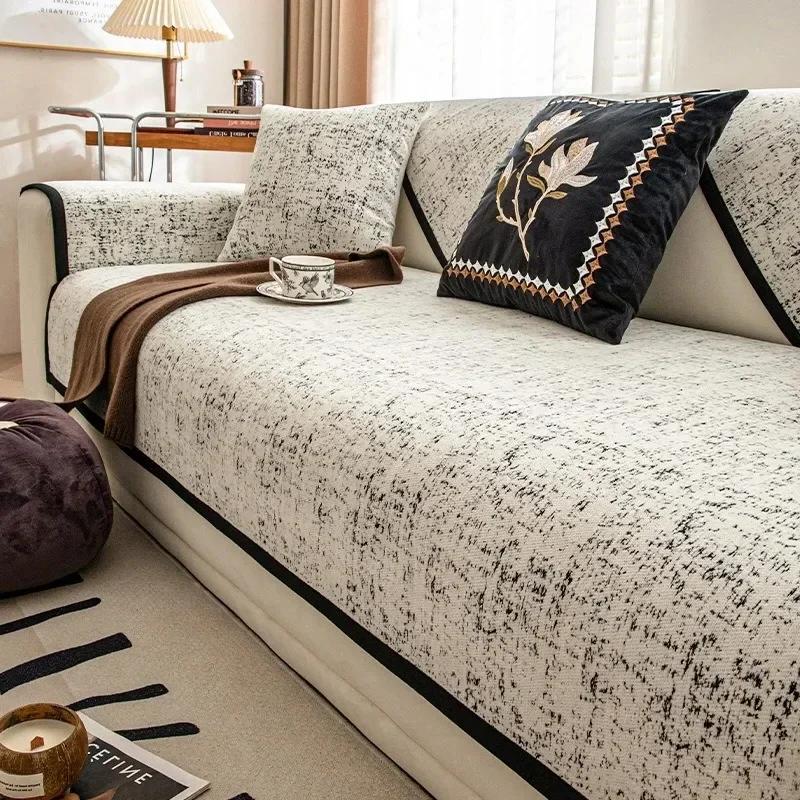 Chenille Sofa Cover Mat Four Seasons Universal Non-Slip Couch Slipcovers L-shaped Sofa Towel Protector for Living Room