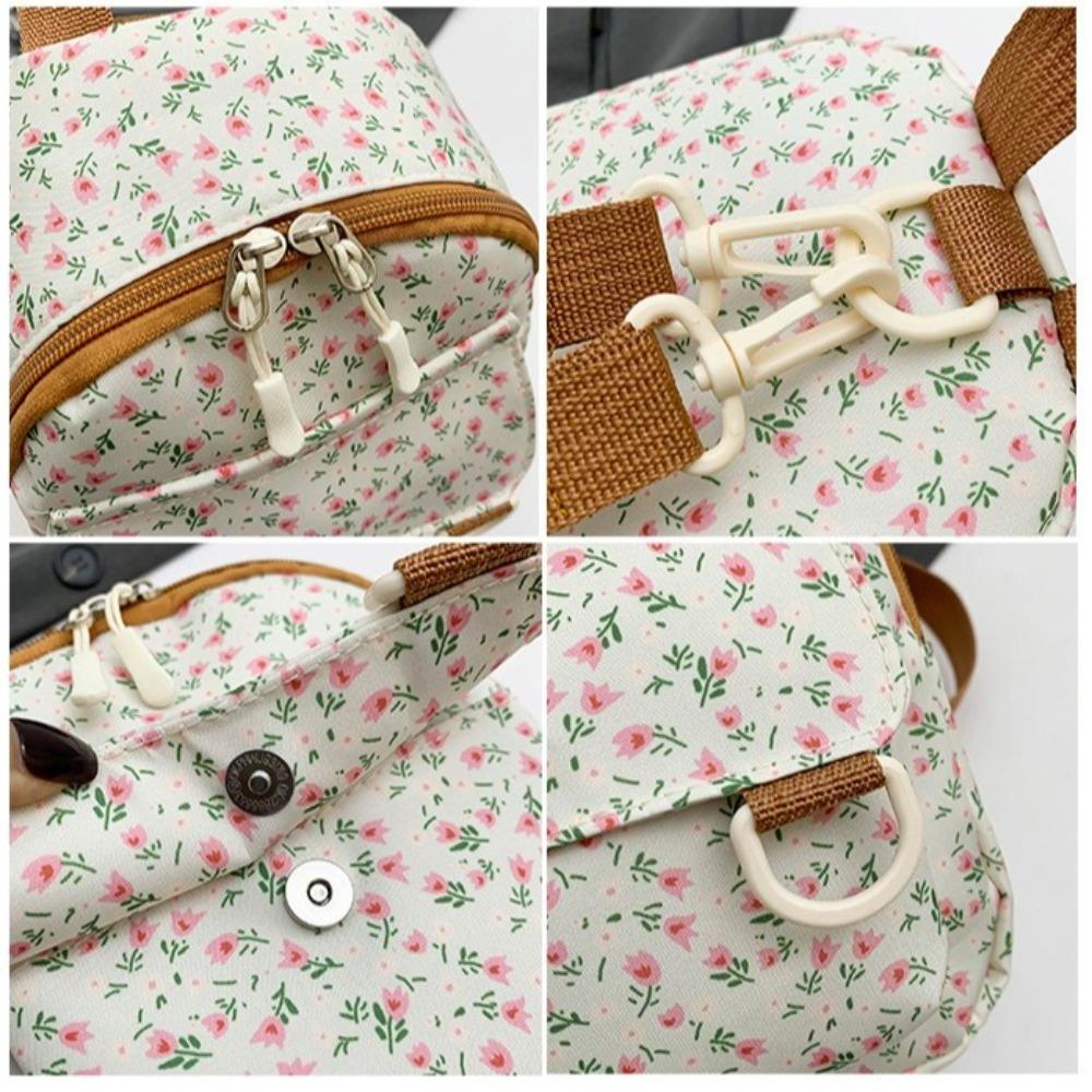 New Mini Backpack Floral Printed Corduroy Storage Bag Sweet Korean Version Rucksack Gift