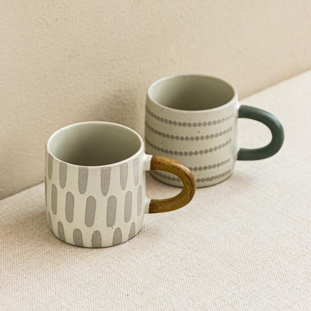 Creative Mug Contrasting Color Pattern Cup Simple Style Household Coffee Cup Breakfast Cup Restaurant Water Cup Tea Cup