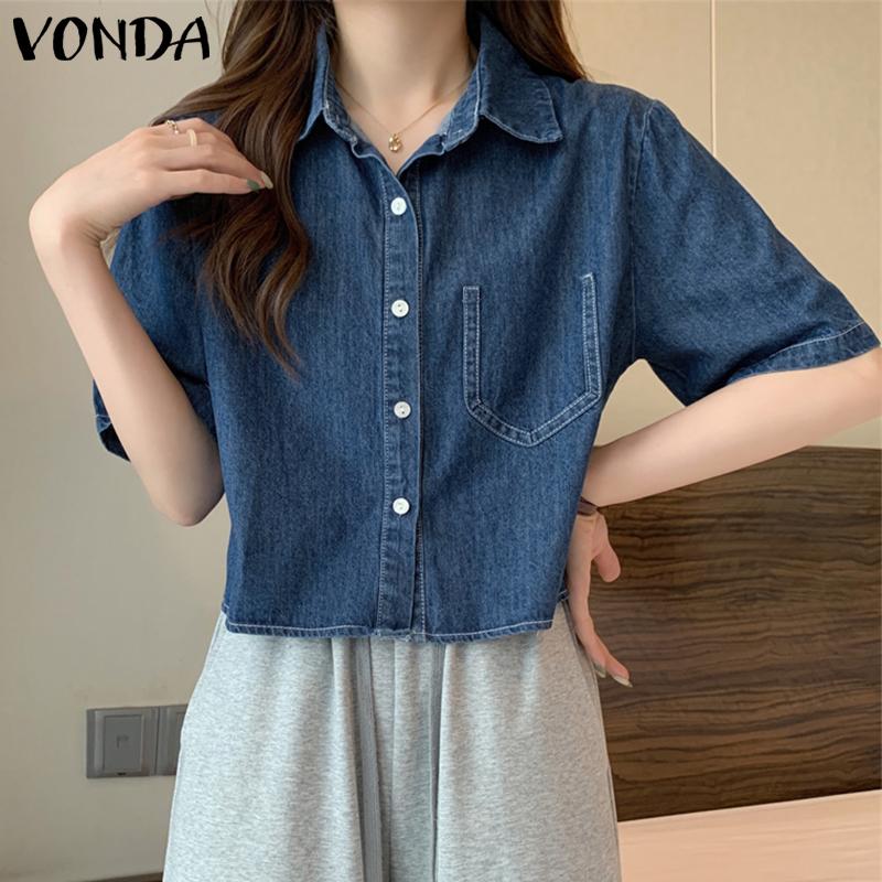 

VONDA Женщины Летние Короткие Рукава Повседневные Рубашки Топы