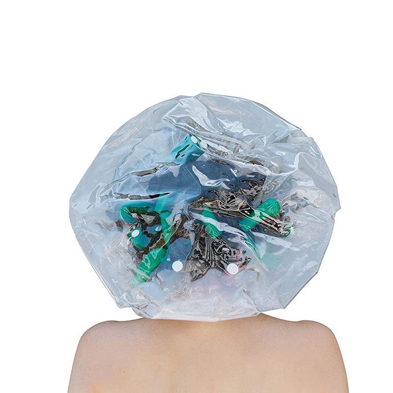 1Pc Oversized Large Transparent Shower Cap Reusable Pvc Waterproof Oil Baking Bathing Hat for Women Men Thick Long Braids Hair