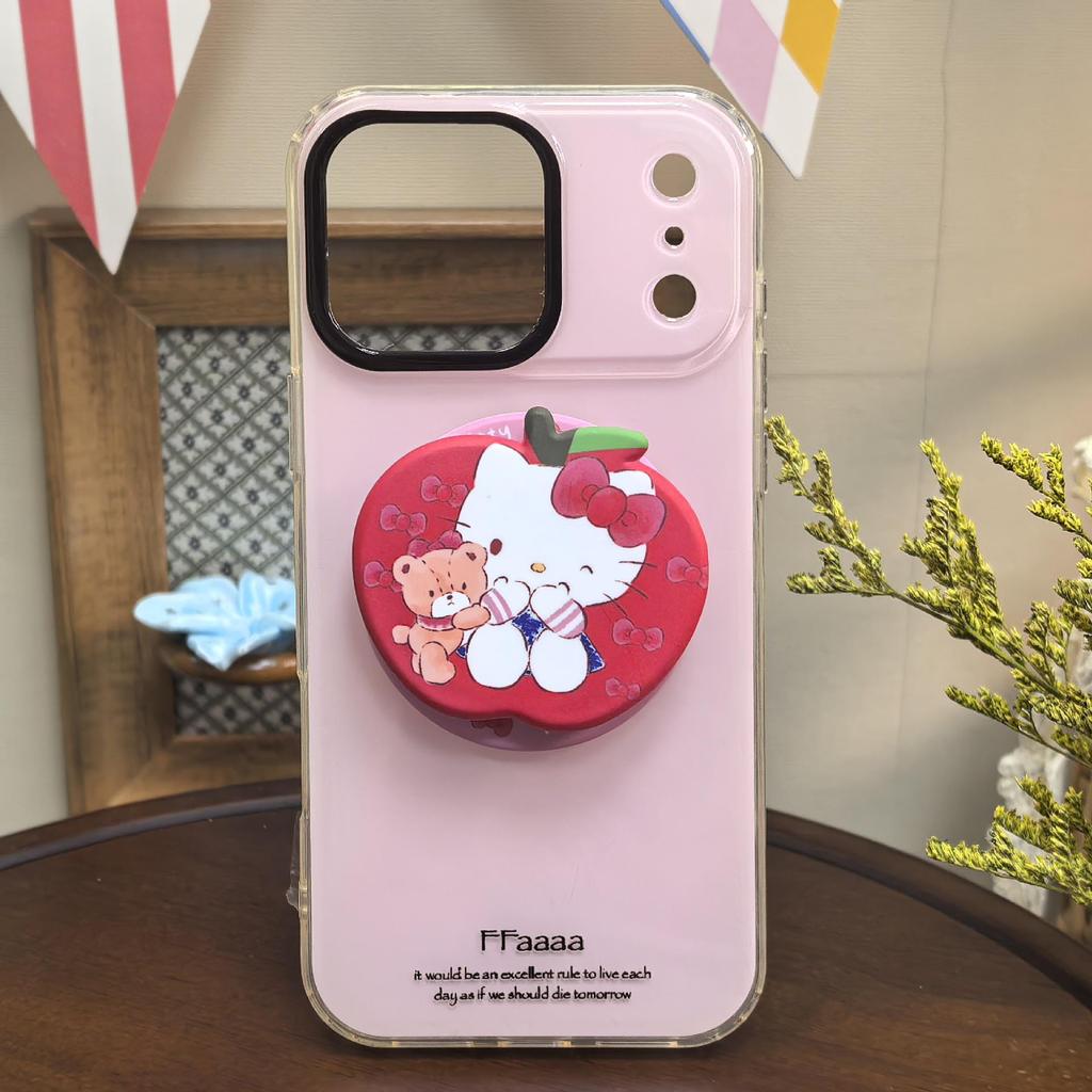 Film-Style Cute Cartoon MagSafe Magnetic Bracket with Strong Adsorption and Retractable Desktop Airbag for Trendy Females