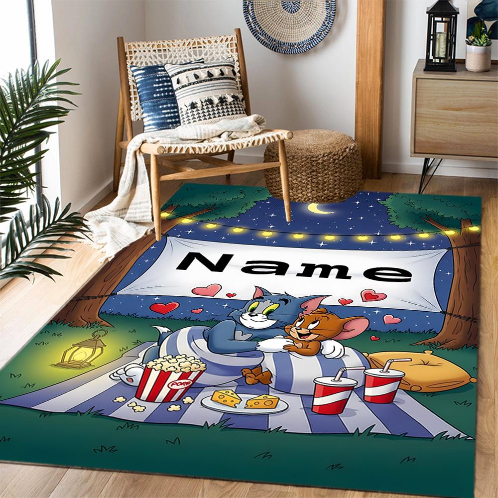 Looney Rabbits Urban Vibes Customized Name Area Rug Perfect for Living Rooms Bedrooms Hallway Entryway Anti-slip Rug Anime Office Decor