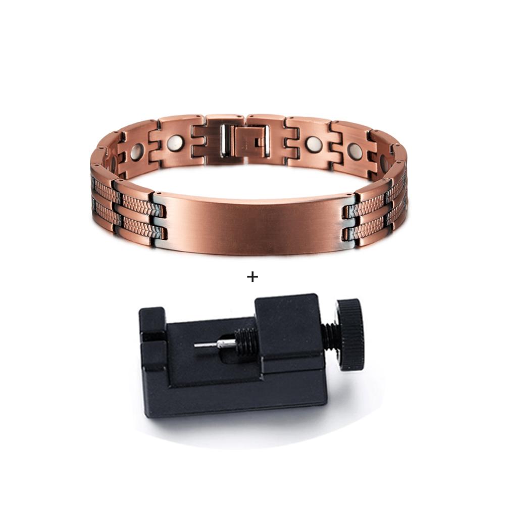 Pure Copper Bracelet Customized Name Adjustable Medical ID Bracelet Personalized Message Reminder Magnetic Bracelets for Men