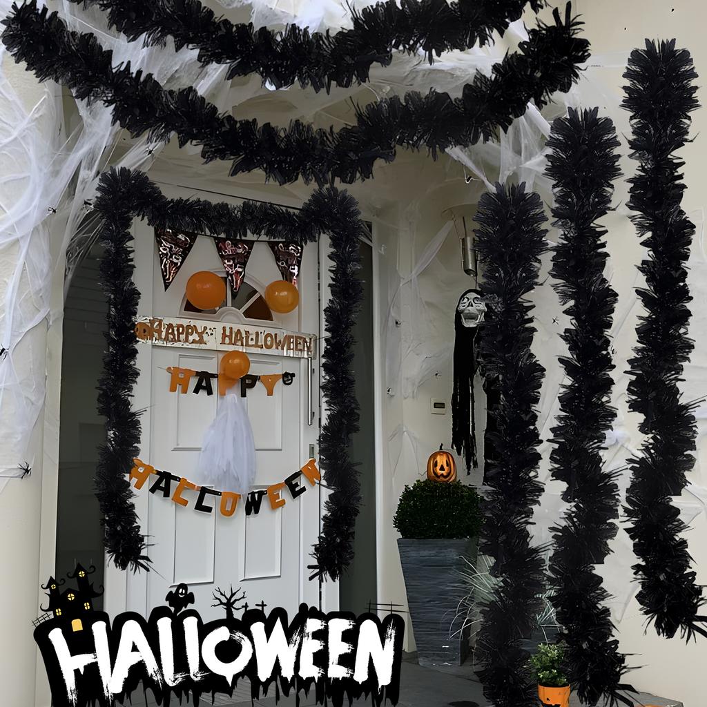 2-20Meters Twist Tinsel Ribbons Halloween Xmas Tree Ornaments New Year Party Decoration Black White Hanging Pendent Wreath Cane