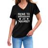 Fashionable and Versatile Prone To Shenanigans Printed Top V-neck Short Sleeved Women's T-shirts