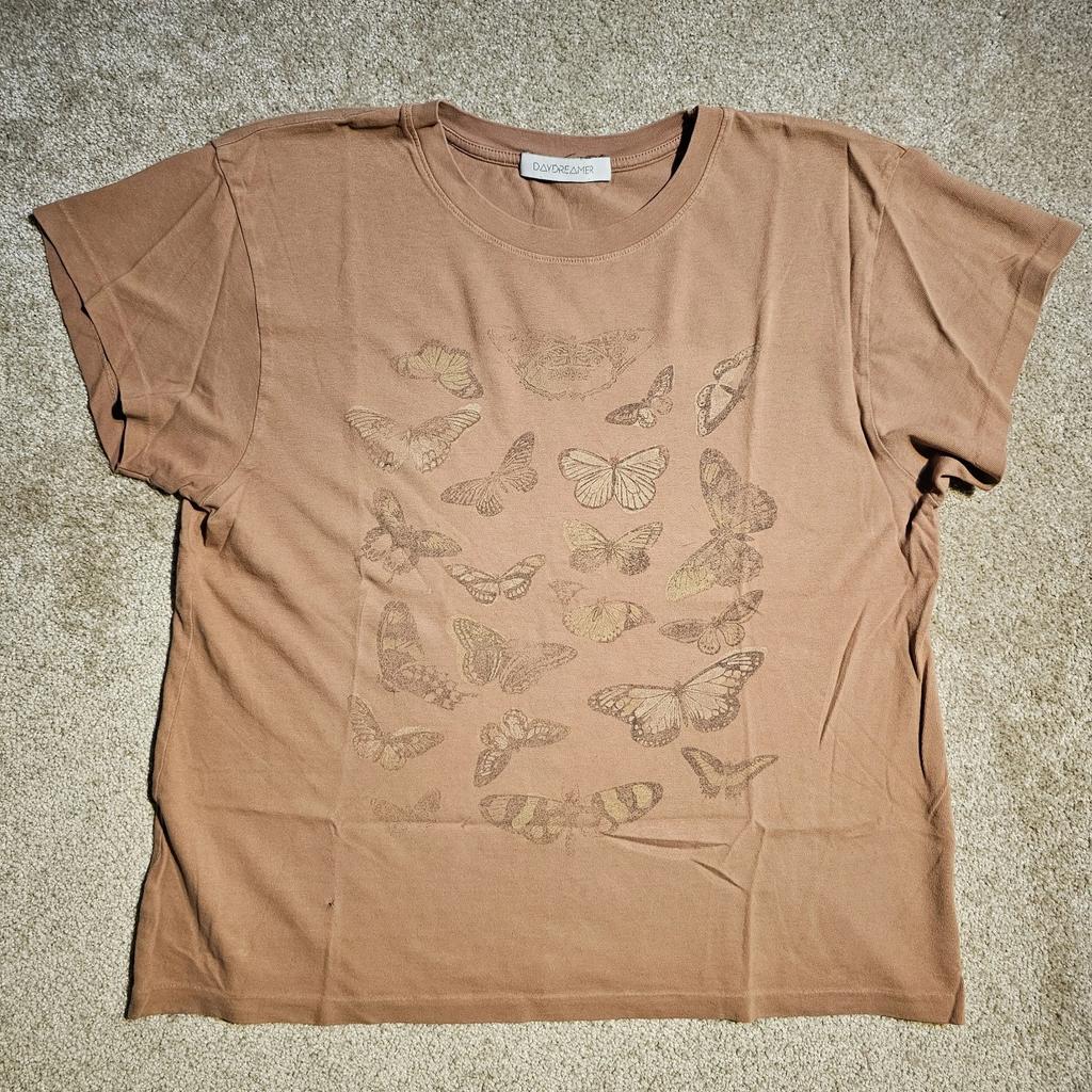 Free People Daydreamer Butterfly Size M Faded Tour T-shirt USA Faded Pastel Y2k