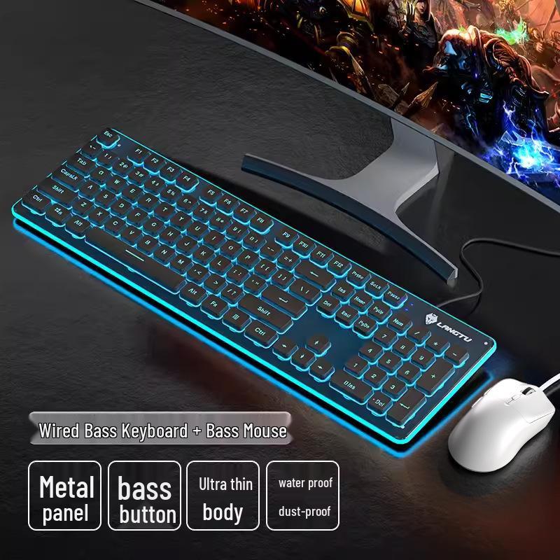 Langtu Silent Wired Keyboard with Backlit Mechanical Feel for Office & Laptop