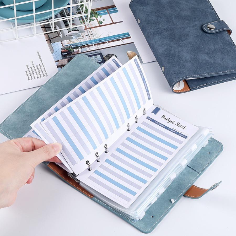1pcs Loose-leaf Shell + 6pcs Zipper Bag, Deposit Book, Loose-leaf Note Multi-functional Storage Book, Accounting Plan Book