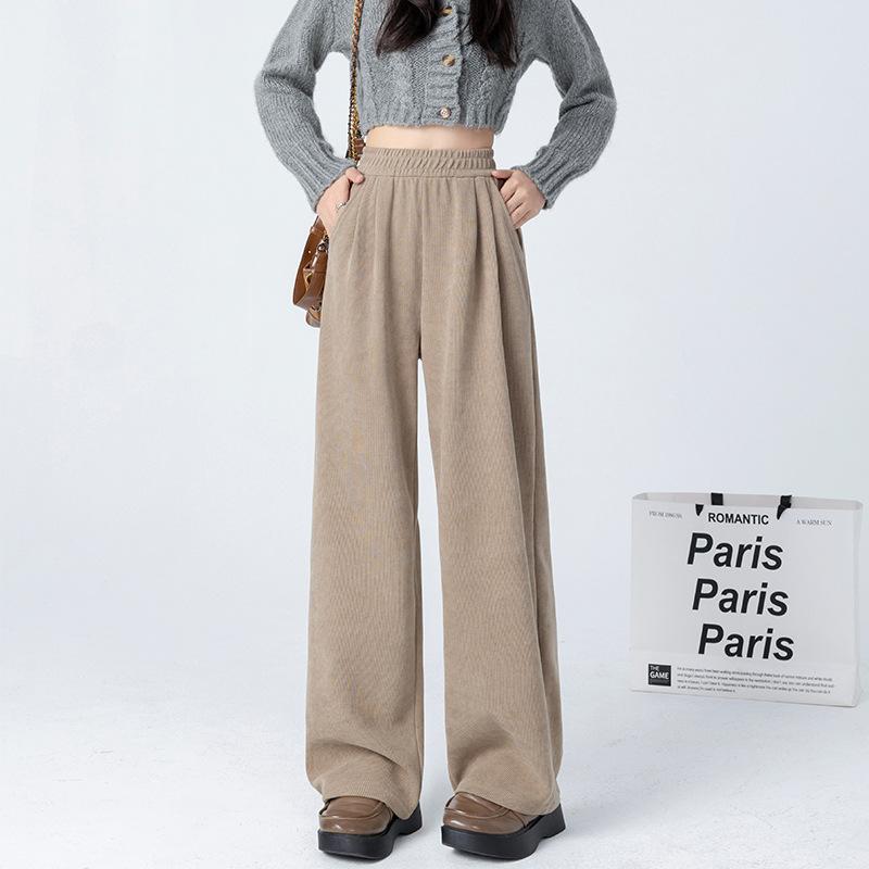 

Fleece wide-leg pants autumn and winter thickened straight-leg pants high-waisted Maillard women s casual sweatpants XL