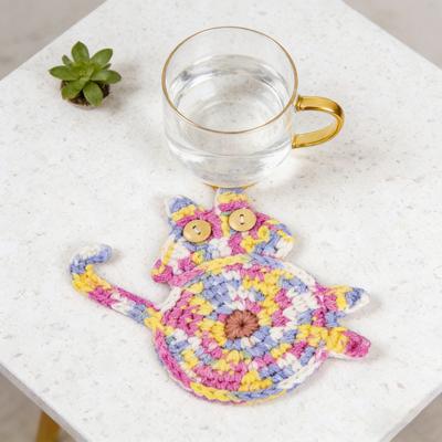 Sottobicchieri per Gatti Tessuti a Mano Carini Sottobicchieri da Caffè a Forma di Gatto Lavorati a Maglia Tappetino Isolante di Protezione per Tavolo per Arredamento Casa Ufficio