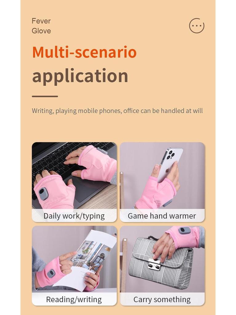 USB Rechargeable Smart Heated Gloves for Study, Office, and Gaming