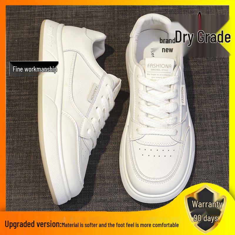 Women's White Versatile Sneakers - Flat, Thick Sole, Stylish 2025 Design for Spring and Autumn