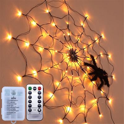 Halloweenské LED voděodolné provázkové světlo Halloweenské pavučinové světlo Baterie/USB dálkové osvětlení Prázdninové světlo Horor Haunted House Rekvizity Dekor
