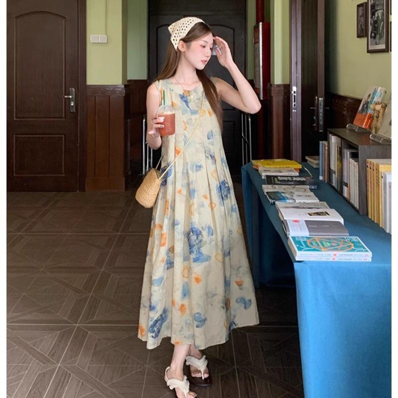 Ink Wash Painting Vest Dress - Retro Artistic Style for 2026 Spring/Summer Collection