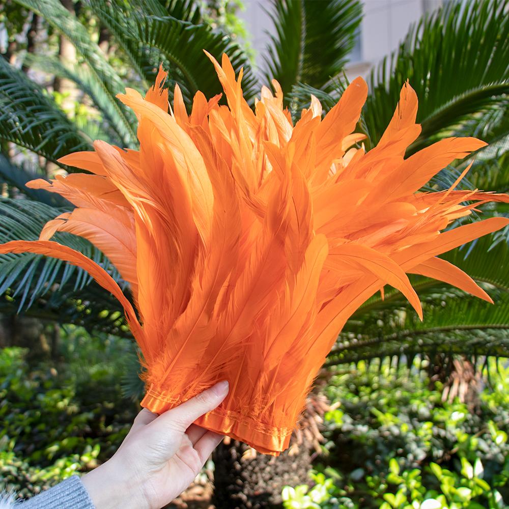 1Meter 25-30 Cm Rooster Feathers Trims Fringe Dyed Natural Cock Feather Ribbon For Party Costume Clothing Headdres Decoration