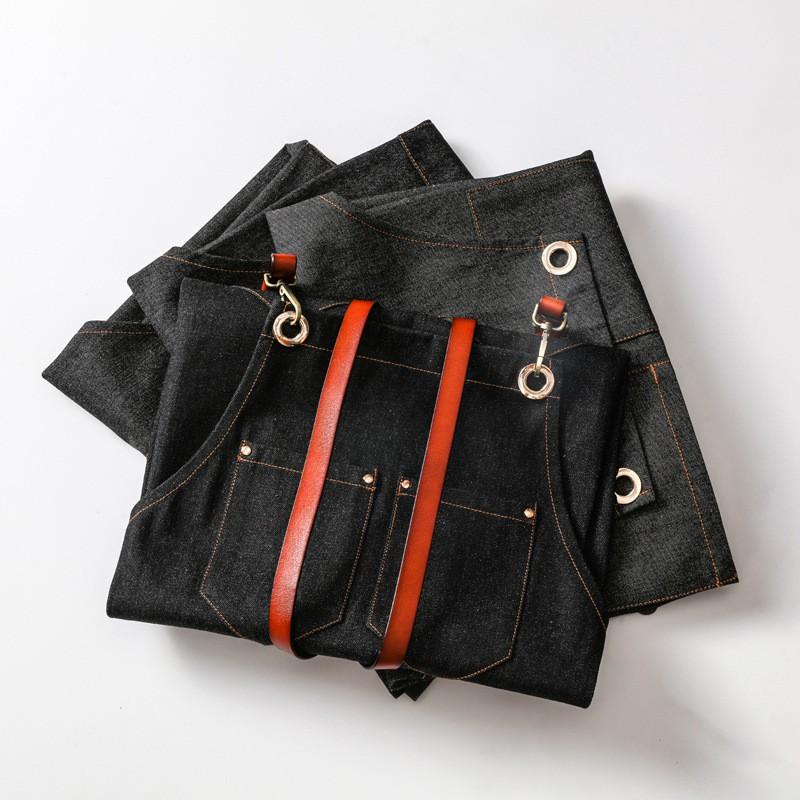 Unisex Working Apron PU Leather Strap Coffee Shop Barber Restaurant Florist Work