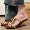 Mode Sommer Neue Sandalen Eckiger Zeh Offene Zehenpartie Metallschnalle Ausschnitt Zum Hineinschlüpfen Verschleißfest Spezielle Form Hausschuhe