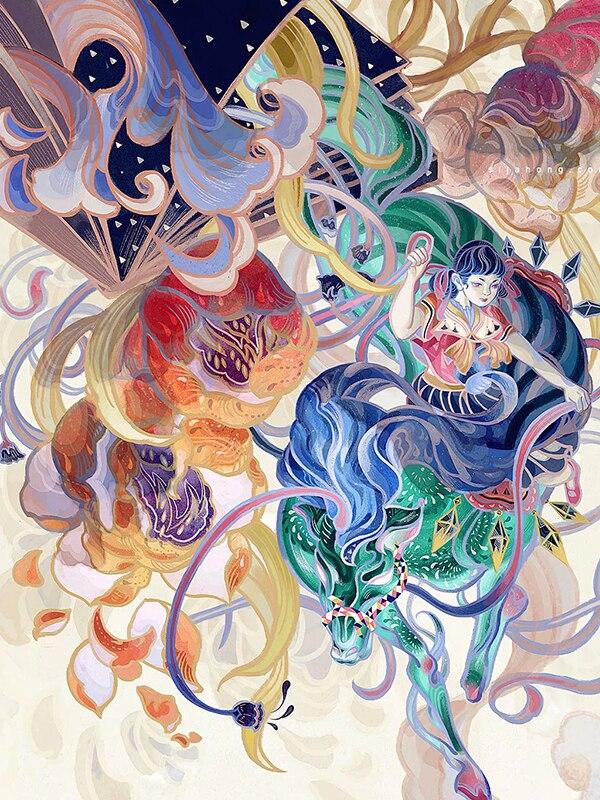 Tam Yuvarlak Elmas Nakış Çizgi Roman Hayvanlar Diy 5D Elmas Boyama Karikatür Soyut Portre Taklidi Duvar sanat posterleri