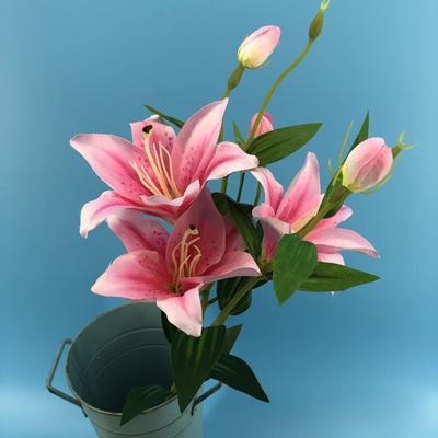6 Heads/Branch Artificial Flower Branch Realistic Unfading Safe Widely-used Simulated Lily Real Touch Silk Flower for Home Decor