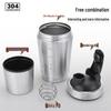 304 Edelstahl Shaker Becher mit Aufbewahrungsschicht - Doppelseitiger Protein Mixer für Sport und Fitness
