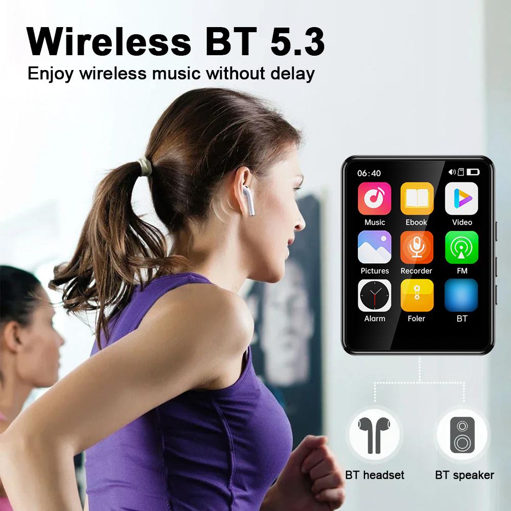 MP3 MP4 Player with Speaker 2.4 Inch Full Touch Screen BT with Built In Speaker and TF Card Expansion Supports for E