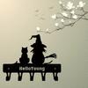 Witch Cat Key Holder Wall Hook Art Metal Decorative Home Accessory
