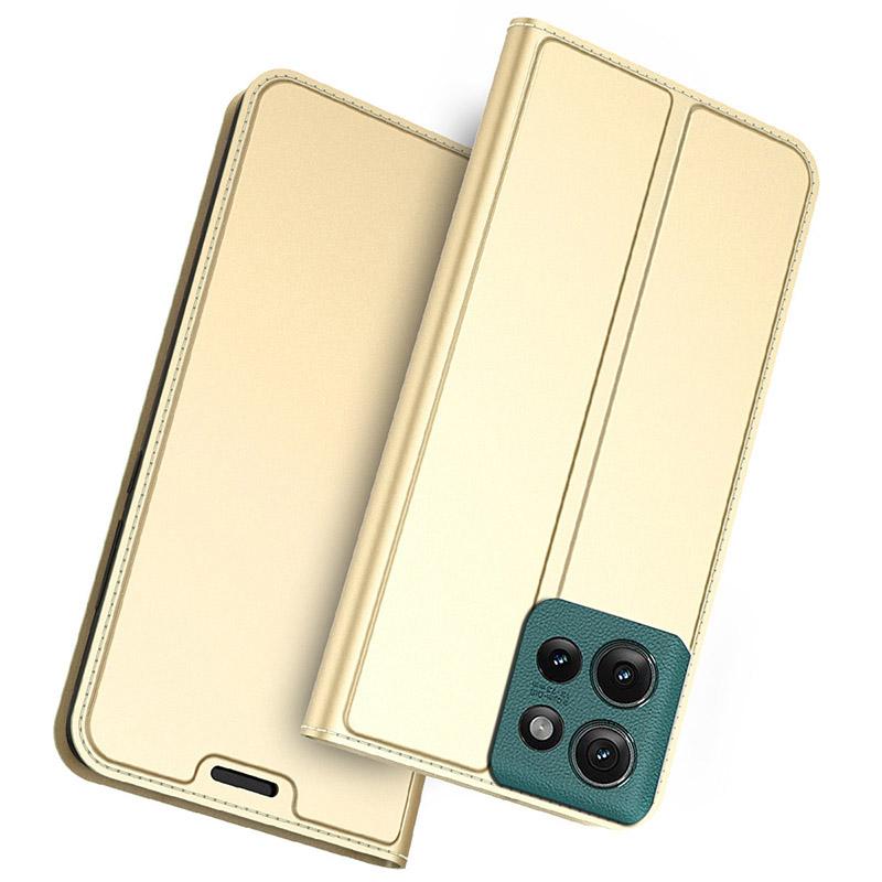 

For Motorola Edge 50 5G Case PU Leather Phone Cover with Card Holder Stand Magnetic Closure Gold