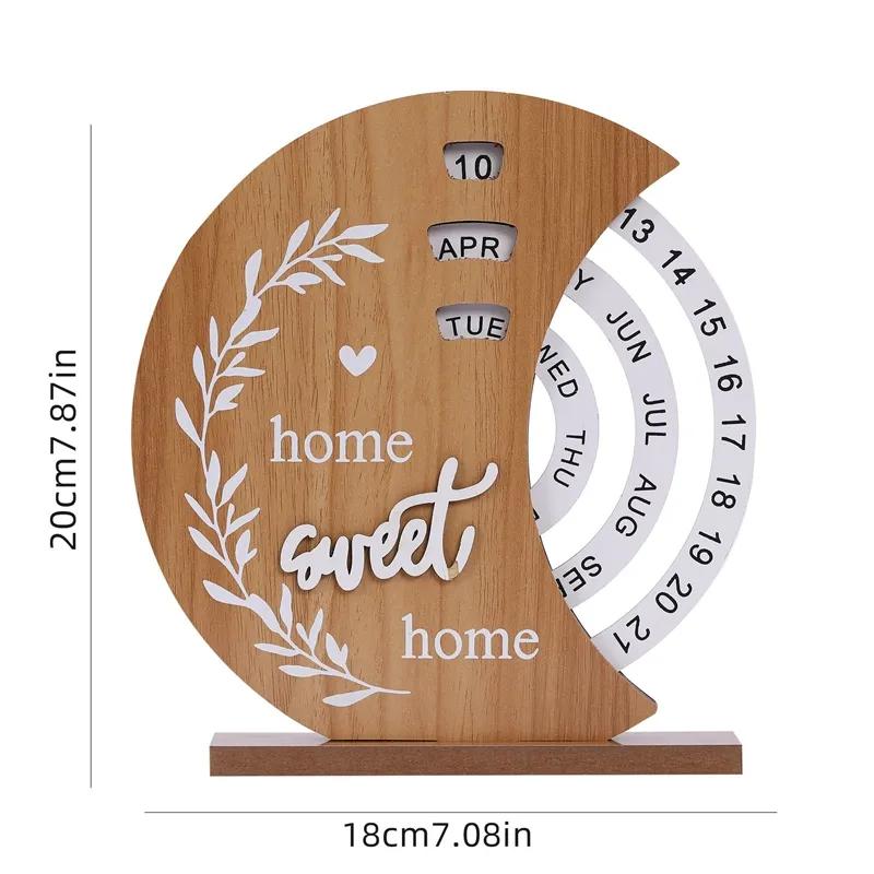 Wooden Creative Calendar Perpetual Calendar Home Decoration Office Desktop Decoration Manual Rotating Desk Calendar YLE324