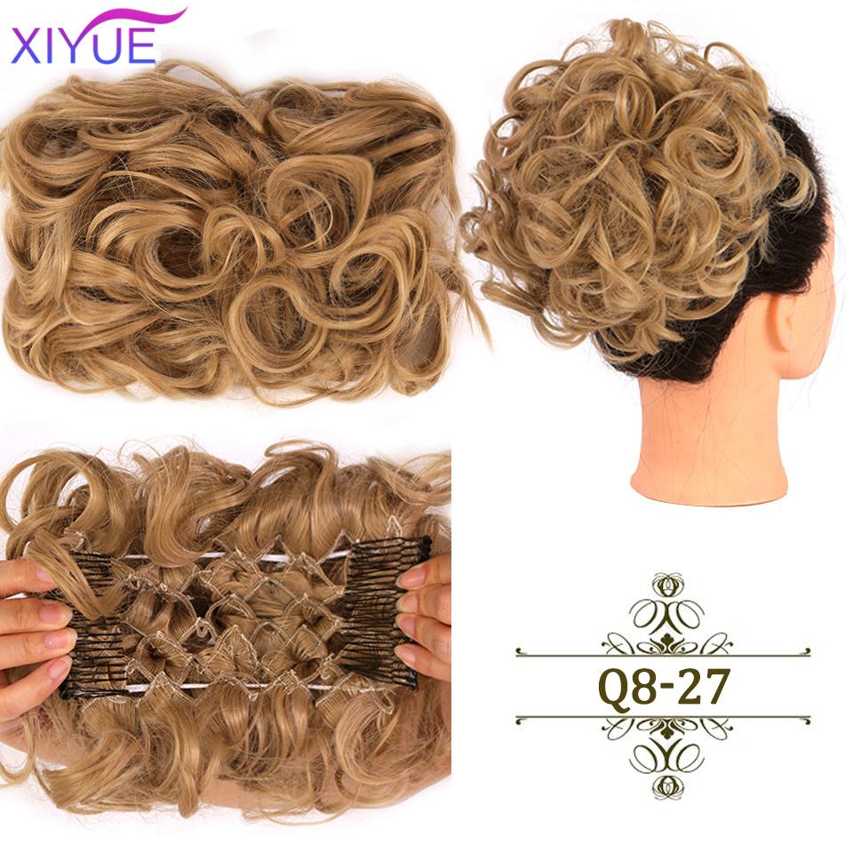LARGE Comb Clip In Curly Hair Extension Synthetic Hair Pieces Chignon Women Updo Cover Hairpiece Extension Hair Bun