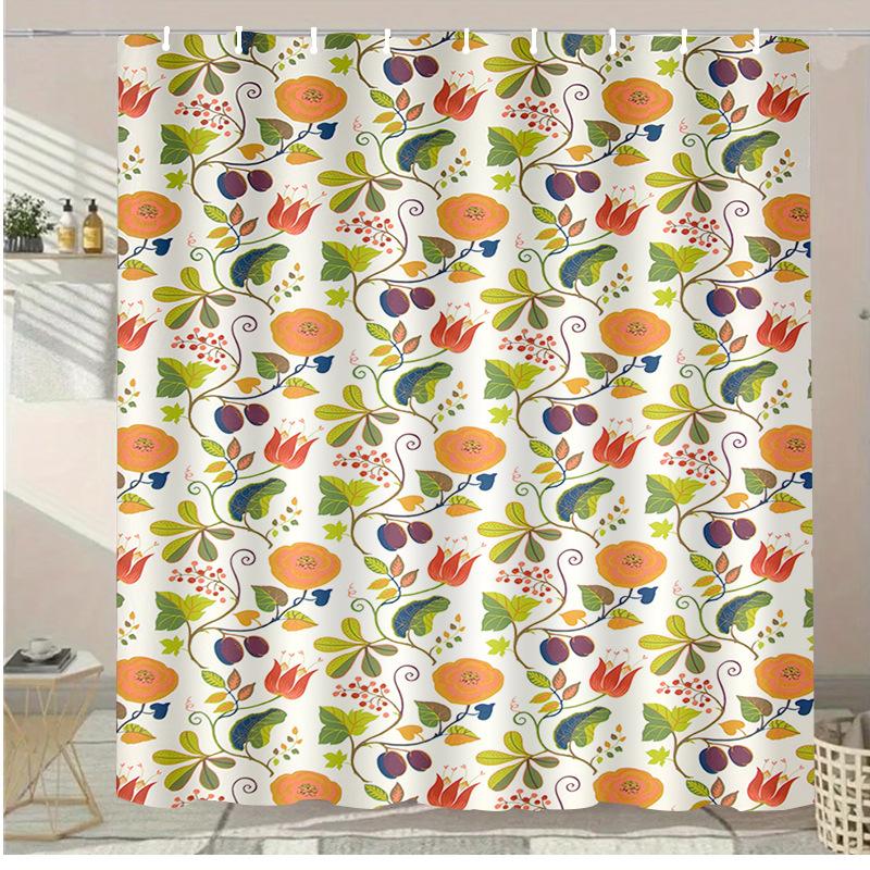 Colored Fruits Washable Dirt-Resistant Shower Curtain Shower Head Waterproof Polyester Bath Curtain For Home Decor Accessories