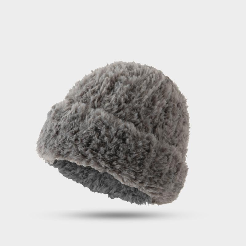 Gorro de lana de cabeza grande para mujer, gorro de moño tejido para otoño e invierno, gorros gruesos blancos cálidos