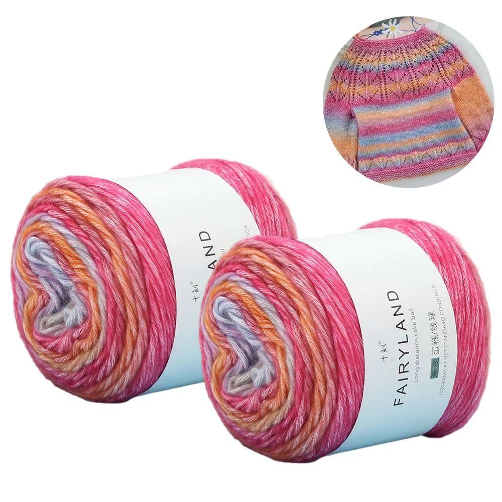 Handgewebt Regenbogen Wolle Garn Farbverlauf Mehrfarbig Garnfärbung Häkeln Kuchen Garn Sofa